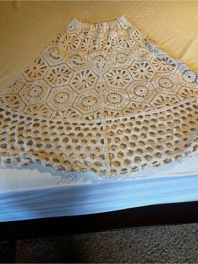 POL Cream Crochet Circle Skirt